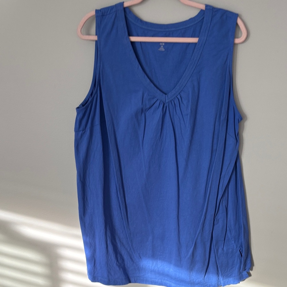 Woman Within Royal Blue V-Neck Sleeveless Tank Cotton